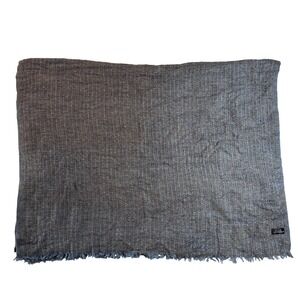 Exclusive Cashmere Scarf Hand‎ Made In Nepal Luxurious Blue Grey Fringe 26"x78"